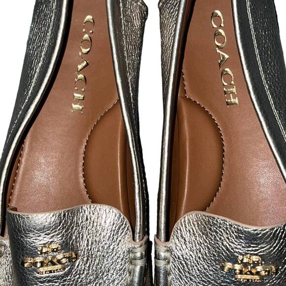 Coach Metallic Gold Leather Marley Driving Loafers Size 7 Slip On New - Picture 4 of 7